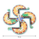 Golden Swastik Shubh Labh Wall Hanging with Ganesh Idol (1 Pc) - Back View by Nari Haat, Indian ethnic wear, women cl...