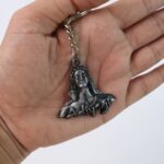 Adiyogi Shiva Face Metal Keychain (1 Pc) - Closeup Embroidery by Nari Haat, Indian ethnic wear, women clothing, desig...