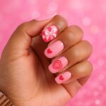 Premium Artificial False Nail Set with Mix Design fake nails - (Set) - Closeup Embroidery by Nari Haat, Indian ethnic...