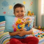 Soft Plush Cartoon Character Kids Pillow (40 x 25 Cm / 1 Pc) - Closeup Embroidery by Nari Haat, Indian ethnic wear, w...