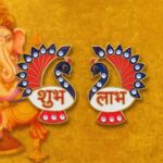 Decorative Peacock Design Shubh Labh Wall Hanging (2 Pc) - Back View by Nari Haat, Indian ethnic wear, women clothing...