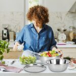 3-in-1 Stainless Steel Mixing, Straining & Grater Bowl Set - Closeup Embroidery by Nari Haat, Indian ethnic wear, wom...