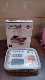 Plastic 5- Compartment Excellent container Reusable Lunch Box (1 Pc) - Fabric Detail by Nari Haat, Indian ethnic wear...