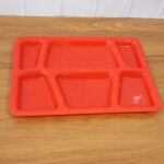 Plastic Multi-Compartment Rectangular Meal Serving Tray / Plate (1 Pc / Red) - Full Detail by Nari Haat, Indian ethni...