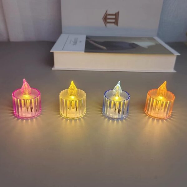 Flameless Acrylic LED Tealight Candles for Festival Decor (12 Pc) - Front View by Nari Haat, Indian ethnic wear, wome...