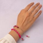 Traditional and Trendy Beaded Bracelet with Adjustable Chain (1 Pc) - Neckline Detail by Nari Haat, Indian ethnic wea...