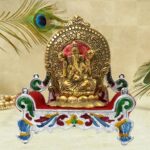Bal Gopal Sihasan Throne - Large Decorative Stand for Home Temple Deity Display - Front View by Nari Haat, Indian eth...