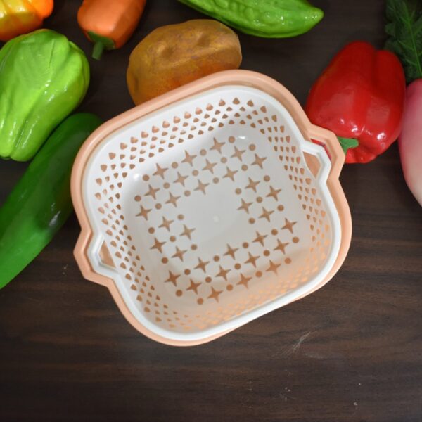 2 In 1 Basket Strainer To Rinse Various Types Of Items Like Fruits, Vegetables Etc. - Front View by Nari Haat, Indian...