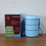 3 Layer Insulated Lunch Box Set with Handle & Strap - (Set) - Full Detail by Nari Haat, Indian ethnic wear, women clo...