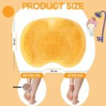 Yellow Silicone Bath Massage Cushion – Suction Cup Exfoliating Foot Scrubber & Mat - Back View by Nari Haat, Indian...