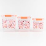 Square 3 Pcs Floral Printed Airtight Storage Container Set (3 Pcs Set) - Back View by Nari Haat, Indian ethnic wear, ...