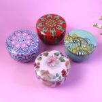 Premium Decorative Mandala Printed Metal Candle Container (4 Pc) - Full Detail by Nari Haat, Indian ethnic wear, wome...