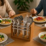 Apex Premium Stainless Steel Cutlery Set (24 Pc) - Fabric Detail by Nari Haat, Indian ethnic wear, women clothing, de...