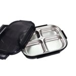 Black Transparent 4 Compartment Lunch Box - Full Detail by Nari Haat, Indian ethnic wear, women clothing, designer suit