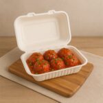 FresheeClamshell Takeaway Compostable Bagasse Food Box 9x6x3 Inch – 10 Pcs Pack - Back View by Nari Haat, Indian et...