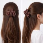 Elegant Rose-Shaped Hair Claw Clip for Women & Girls (1 Pc) - Fabric Detail by Nari Haat, Indian ethnic wear, women c...