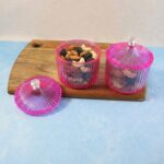 Plastic Luxury Transparent Dry Fruit Storage Jars  (2 Pc) - Full Detail by Nari Haat, Indian ethnic wear, women cloth...