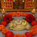 Ganesh Embossed Roli–Chawal Kumkum Chopra - (1 Pc) - Neckline Detail by Nari Haat, Indian ethnic wear, women clothi...