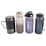 Stainless Steel Water Bottles Approx 600ML (Mix Design & Color / 1 Pc) - Sleeve Design by Nari Haat, Indian ethnic we...