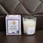 In'lief French Lavender Soy Blend Scented Candle in Glass Jar (50GM / 1 Pc) - Fabric Detail by Nari Haat, Indian ethn...