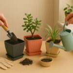 Trendy Square Plastic Flower Pots Set of 5 - Full Detail by Nari Haat, Indian ethnic wear, women clothing, designer suit