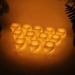Set of 12 LED Flameless Decorative Candles – Square Shape Tealight Lamps - Neckline Detail by Nari Haat, Indian eth...