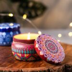 Premium Decorative Mandala Printed Metal Candle Container (4 Pc) - Full Detail by Nari Haat, Indian ethnic wear, wome...