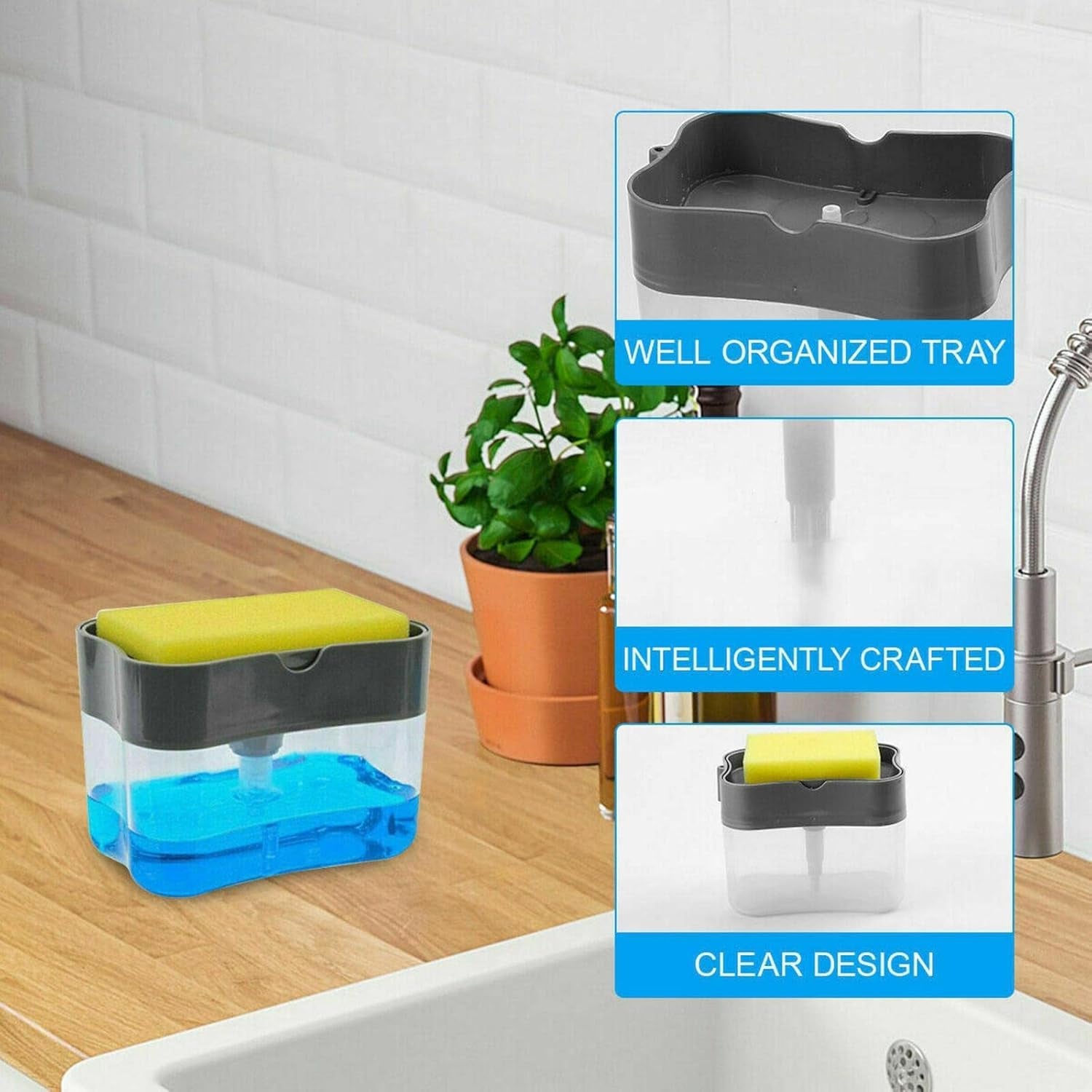 08_d85accef-1140-4e21-a5d6-33e79a845111.jpg 2 in 1 Soap Dispenser for Dishwasher Liquid Holder, Liquid Dispenser Through Pump (1 Pc) - Front View by Nari Haat, I...