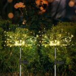 Solar Powered Warm White Starburst Firework Garden Light Set (2 Pc / 120 LED) - Neckline Detail by Nari Haat, Indian ...
