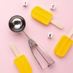 Premium Stainless Steel Ice Cream Scoop with Trigger Release –Approx 70 ML Capacity - Closeup Embroidery by Nari Ha...