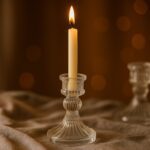 Elegant Crystal Glass Candle Holder Stand (1 Pc) - Full Detail by Nari Haat, Indian ethnic wear, women clothing, desi...