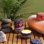Premium Decorative Mandala Printed Metal Candle Container (4 Pc) - Full Detail by Nari Haat, Indian ethnic wear, wome...
