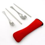 Picnic Dinner Spoon Fork Chopsticks Cutlery Set High Quality Tableware 4 Pc 1 Set - Sleeve Design by Nari Haat, India...