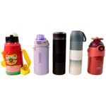 Stainless Steel Water Bottles 500 ML Approx (Mix Design & Color / 1 Pc) - Sleeve Design by Nari Haat, Indian ethnic w...