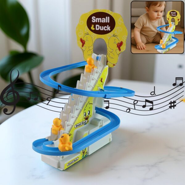 LALA Small Duck Climb Stairs Toy Roller Coaster Flashing Lights & Music (3 Ducks) - Front View by Nari Haat, Indian e...