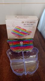 Butterfly Shape 4 Compartment Multipurpose Box | Dry Fruit Box (1 Pc) - Neckline Detail by Nari Haat, Indian ethnic w...