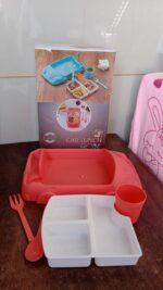 Kid's Car Shaped Plates Cup / Lunch Box Dinnerware (4 Pcs Set / 1000 ML Lunch Box) - Full Detail by Nari Haat, Indian...