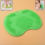 Green Silicone Bath Massage Cushion – Suction Cup Exfoliating Foot Scrubber & Mat - Front View by Nari Haat, Indian...