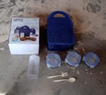 6In1 Tiffin Box-Lunch Box | 3 Stainless Steel Containers | Plastic lid Box | Spoon & Fork /Plastic Bottle | Insulated...