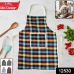Cotton Checkered Kitchen Apron with Front Pocket (1 Pc) - With Dupatta by Nari Haat, Indian ethnic wear, women clothi...