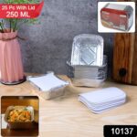 Disposable Aluminium Food Containers with Lids – 250 ml Capacity (Pack of 25) - With Dupatta by Nari Haat, Indian e...