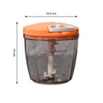 6 BLADE 2IN1 MANUAL FOOD CHOPPER, COMPACT & POWERFUL HAND HELD VEGETABLE (1000Ml) - Neckline Detail by Nari Haat, Ind...