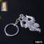 Trishul Damru Shiv Symbol Silver Keychain (1 Pc) - With Dupatta by Nari Haat, Indian ethnic wear, women clothing, des...