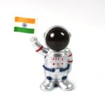 Solar Power Astronaut Ornament Moving Hand with Indian Flag (1 Pc) - Sleeve Design by Nari Haat, Indian ethnic wear, ...