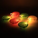 Set of 6 Lotus Canopy LED Decorative Lamps - Closeup Embroidery by Nari Haat, Indian ethnic wear, women clothing, des...