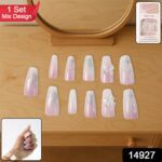 Artificial False Nail Set with Mix Design fake nails - (1 Set) - With Dupatta by Nari Haat, Indian ethnic wear, women...