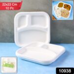 Compostable Bagasse 3-Compartment Square Meal Plate - With Dupatta by Nari Haat, Indian ethnic wear, women clothing, ...