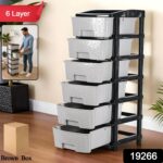 6-Layer Heavy-Duty Plastic Drawer Organizer Cabinet with Stone Texture Drawers - With Dupatta by Nari Haat, Indian et...