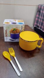Safe Double-Layer Maggie Bowl with Lid & Handle – Versatile Bowl for Meals - Full Detail by Nari Haat, Indian ethni...