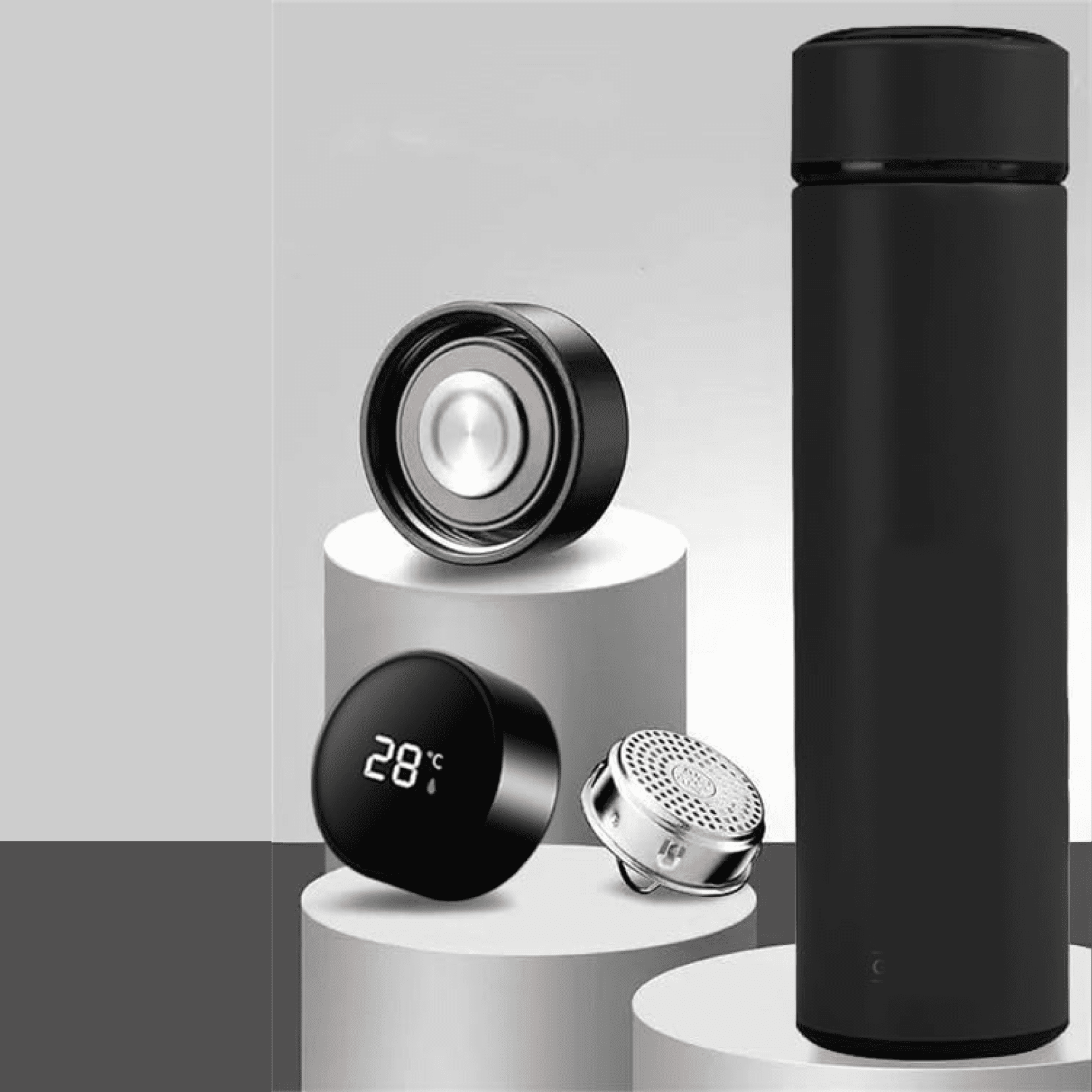 14673.png 0726 Vacuum Insulated Water Bottle with LED Temperature Display (1 Pc / Multicolor) - Front View by Nari Haat, Indian...